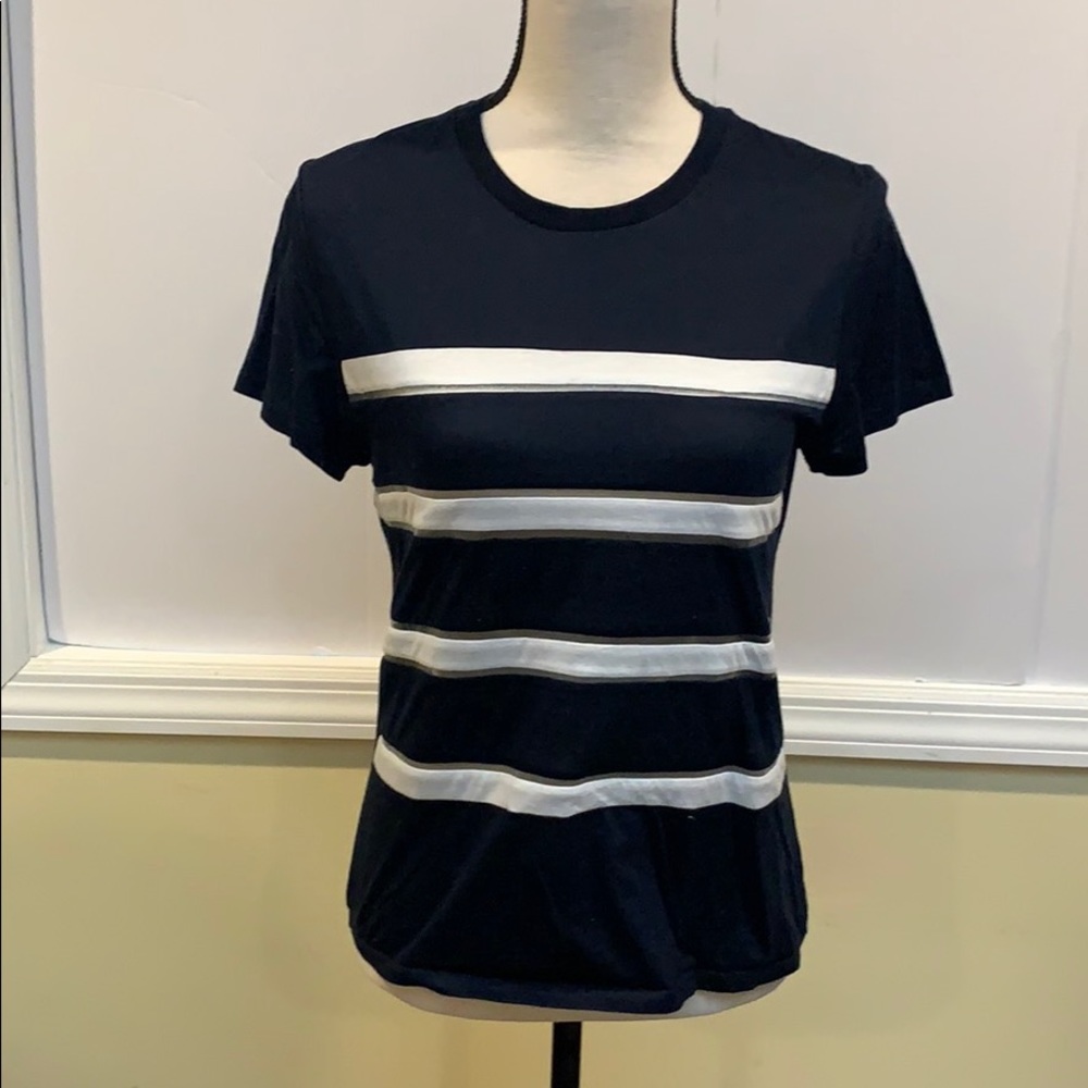 Balenciaga Navy S/S Tee w/ White Stripes